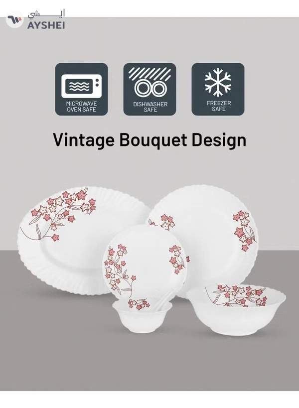 DELCASA 33 Pieces Opalware Dinner Set