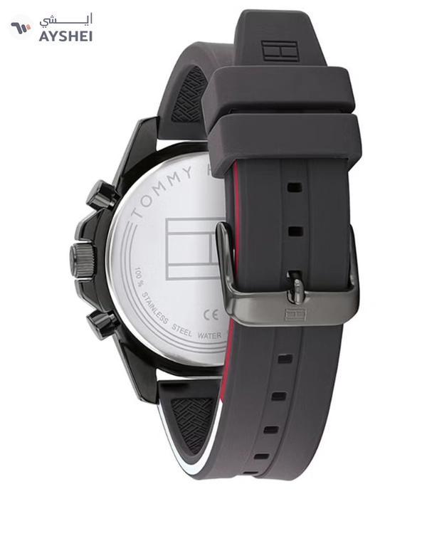 Tommy Hilfiger Men's Mason Round Shape Silicone Strap Analog Wrist Watch 45 mm - Grey - 1791792