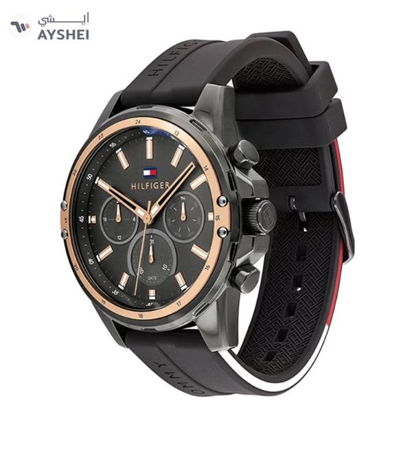 Tommy Hilfiger Men's Mason Round Shape Silicone Strap Analog Wrist Watch 45 mm - Grey - 1791792