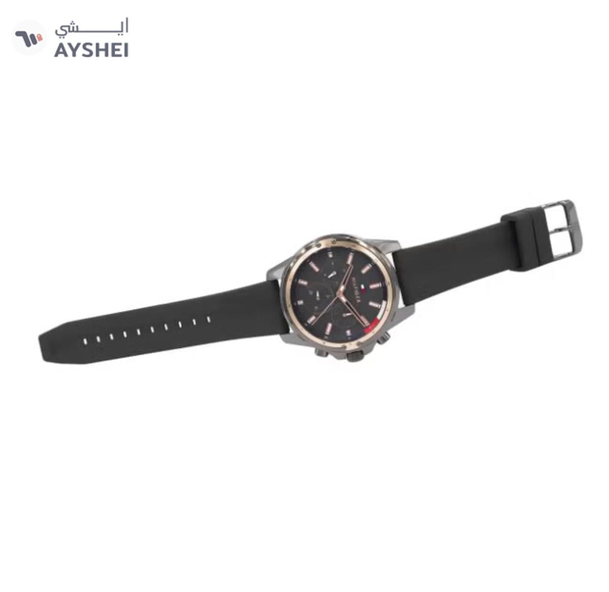 Tommy Hilfiger Men's Mason Round Shape Silicone Strap Analog Wrist Watch 45 mm - Grey - 1791792-1-1