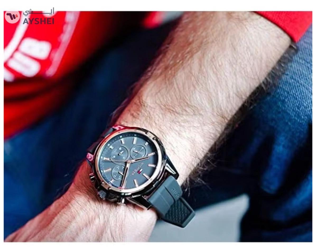 Tommy Hilfiger Men's Mason Round Shape Silicone Strap Analog Wrist Watch 45 mm - Grey - 1791792-6-6