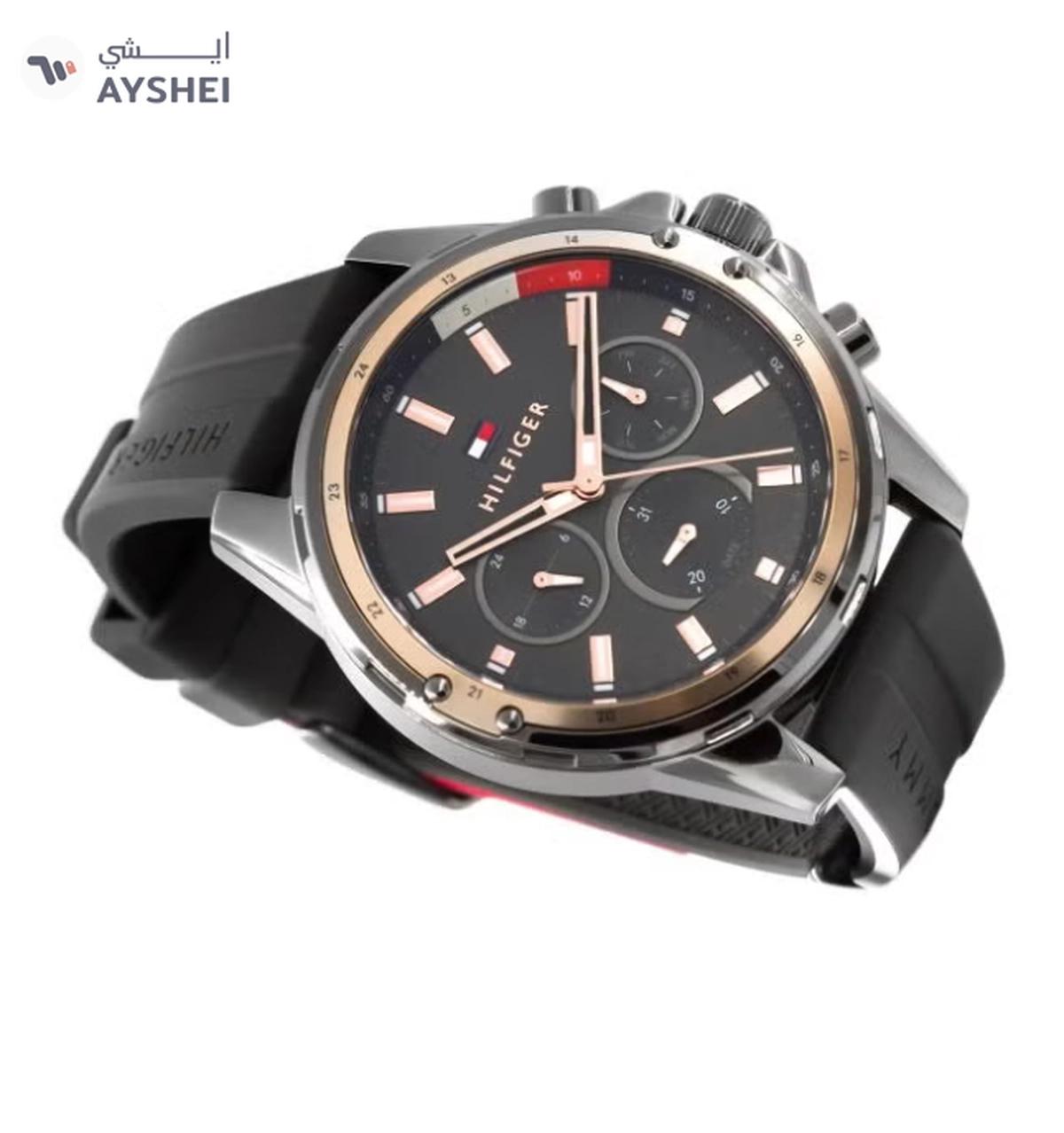 Tommy Hilfiger Men's Mason Round Shape Silicone Strap Analog Wrist Watch 45 mm - Grey - 1791792-2-2