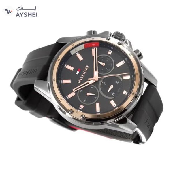 Tommy Hilfiger Men's Mason Round Shape Silicone Strap Analog Wrist Watch 45 mm - Grey - 1791792