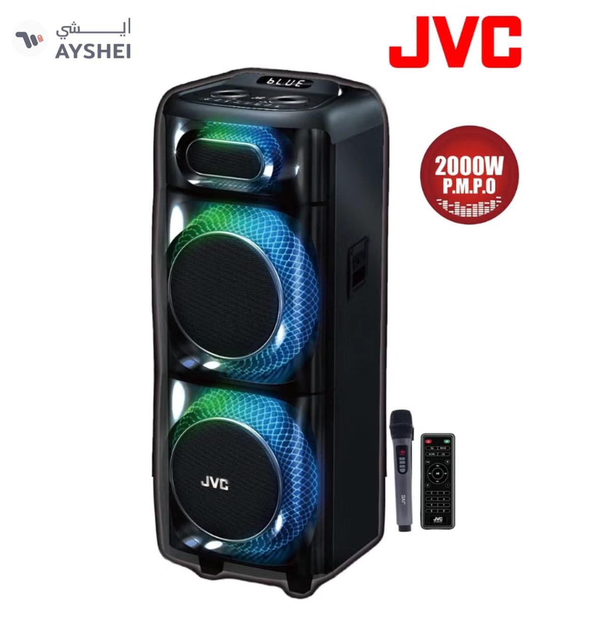 JVC Portable Bluetooth Party Speaker /2000W PMPO Output/ 10"*2 Speaker/8000 mAh Power Battery with Wireless Microphone and Remote control-XS-N178 XS-N178 Black-0-portrait