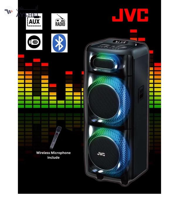 JVC Portable Bluetooth Party Speaker /2000W PMPO Output/ 10"*2 Speaker/8000 mAh Power Battery with Wireless Microphone and Remote control-XS-N178 XS-N178 Black