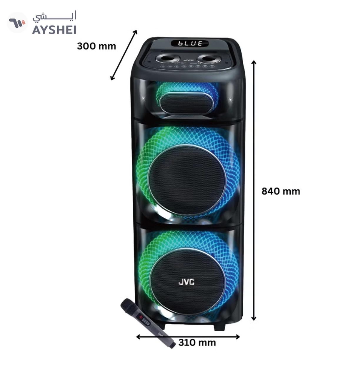 JVC Portable Bluetooth Party Speaker /2000W PMPO Output/ 10"*2 Speaker/8000 mAh Power Battery with Wireless Microphone and Remote control-XS-N178 XS-N178 Black-1-1