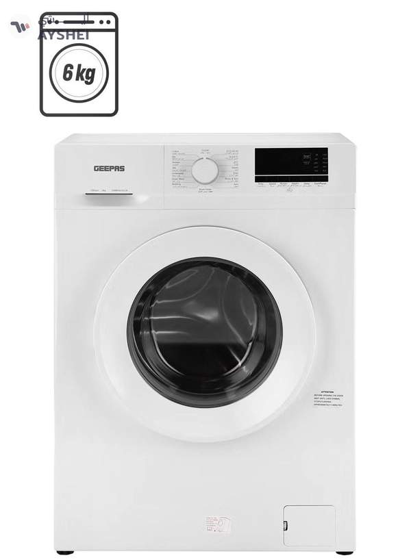 GEEPAS 6 KG Front Load Fully Automatic Smart Washing Machine| With Drum Cleaning Function, Smart Weight Function, Stainless Steel Drum, Steam Function, Quick Wash| Child Lock 6 kg 6 kg GWMF6210LCR White