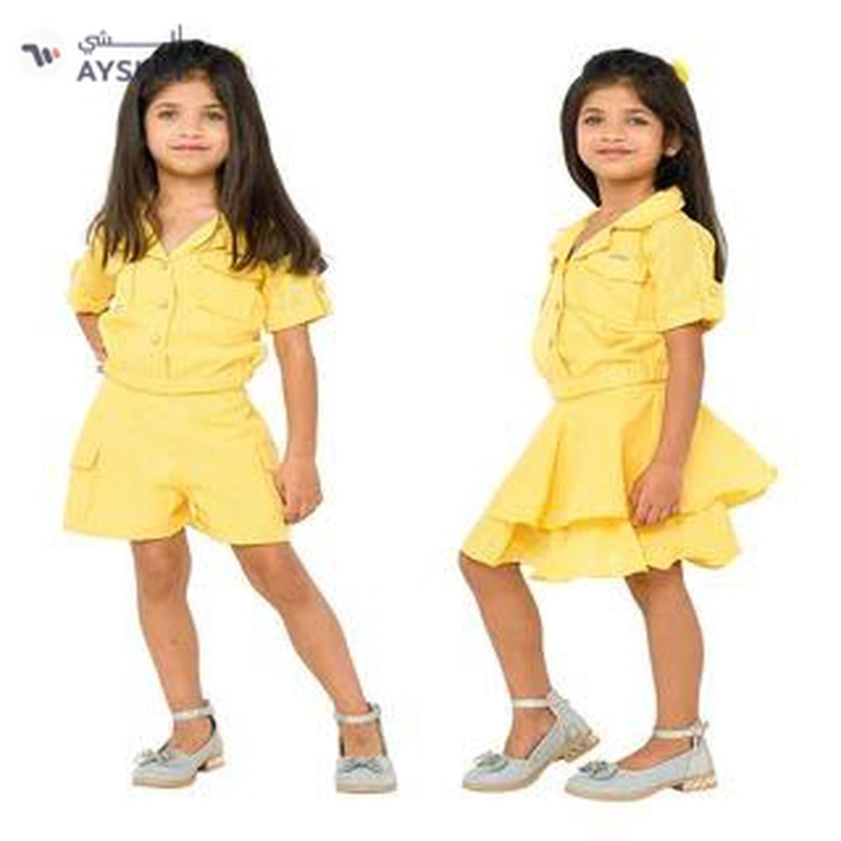 Baby qlo Versatile yellow three-piece set with skirt and shorts-0-portrait