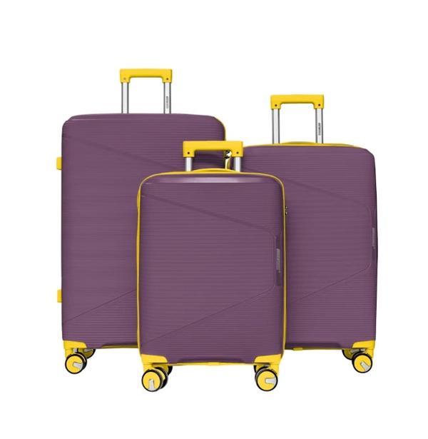 British Tourister 3 Piece Polypropylene Hard side Luggage Set with TSA Lock | Lightweight Spinner Suitcases with 360° Wheels | Durable Trolley Bags for Secure Travel (Small, Medium, Large) – Purple