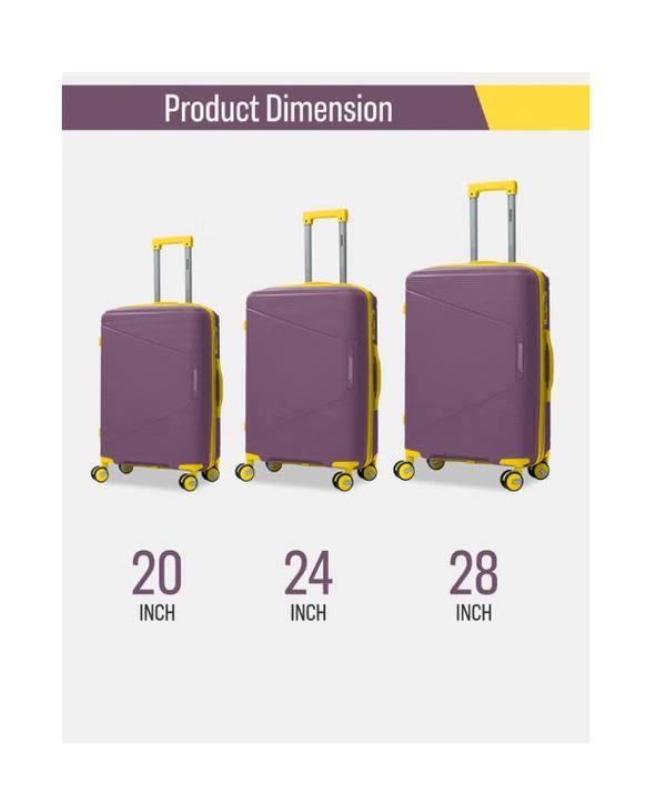 British Tourister 3 Piece Polypropylene Hard side Luggage Set with TSA Lock | Lightweight Spinner Suitcases with 360° Wheels | Durable Trolley Bags for Secure Travel (Small, Medium, Large) – Purple