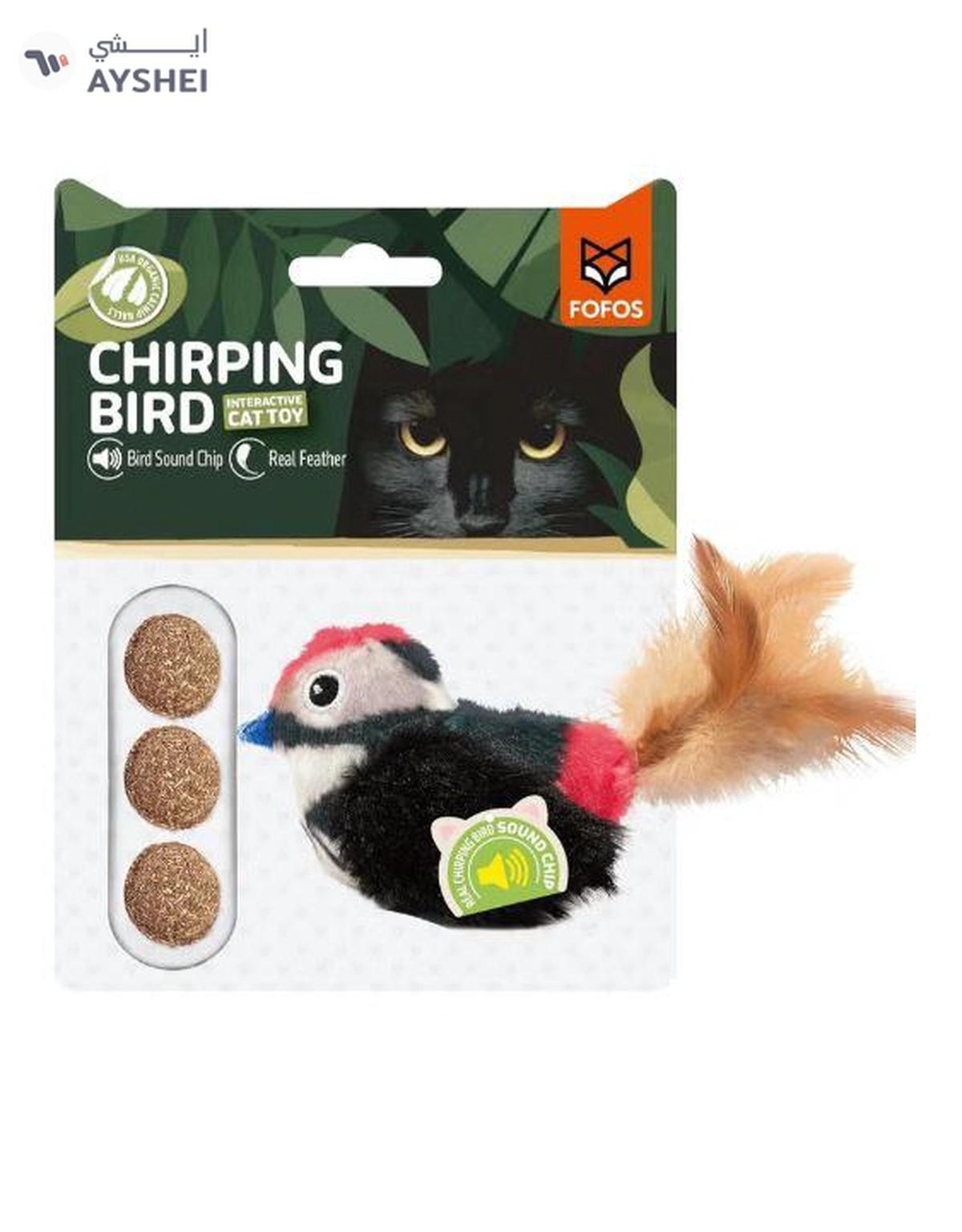 Fofos sound chip black bird with catnip balls cat toy-0-0