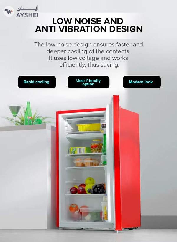 GEEPAS 120L Gross/92L Net Capacity, Single Door Mini Defrost Refrigerator With Retro Premium Design, Bottle Opener, Glass Shelves, Transparent Door Basket, Lock & Key, Low Noise, Low Voltage, Adjustable Front Wheel GRF1202RXE Red