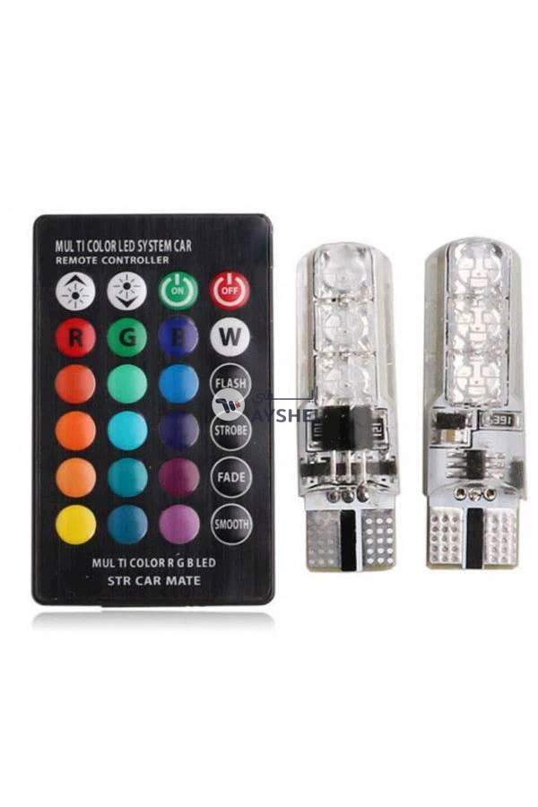 Generic T10 5050 RGB Remote Control Car Led Bulb 6 SMD Multi color W5W 501 Side Light Bulbs Crystal Lamp