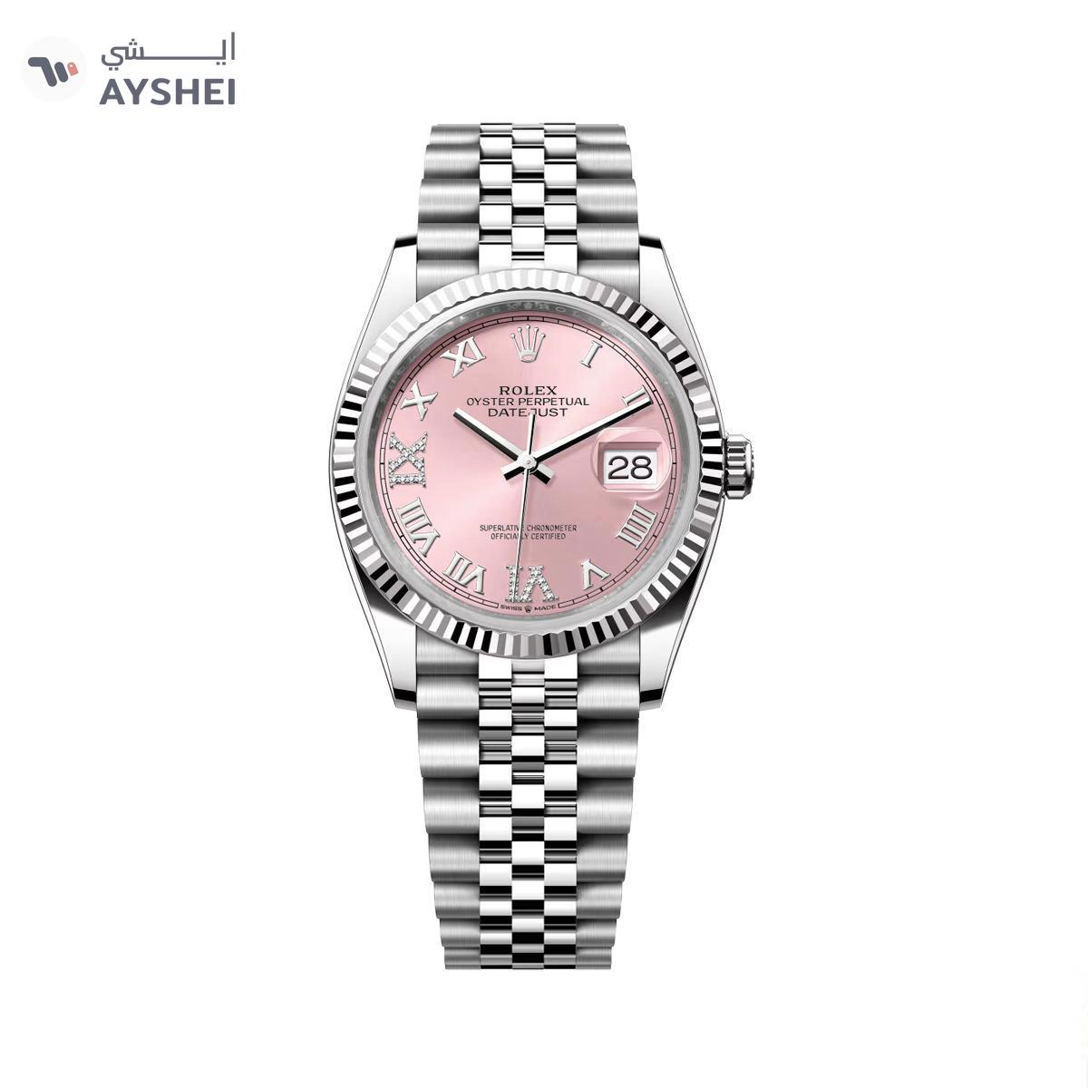Rolex Datejust 36mm Steel & White Gold Pink Dial Diamonds Jubilee Bracelet-0-portrait