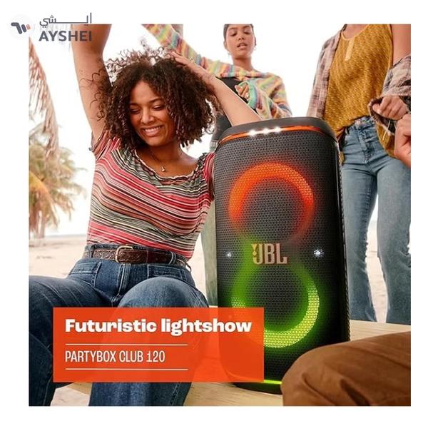 JBL PartyBox Club 120 - Portable Party Speaker with Foldable Handle, Powerful Pro Sound, Futuristic lightshow, Up to 12 Hours of Play time, Splash Proof, Dual Mic & Guitar Inputs JBLPBCLUB120SWUK White