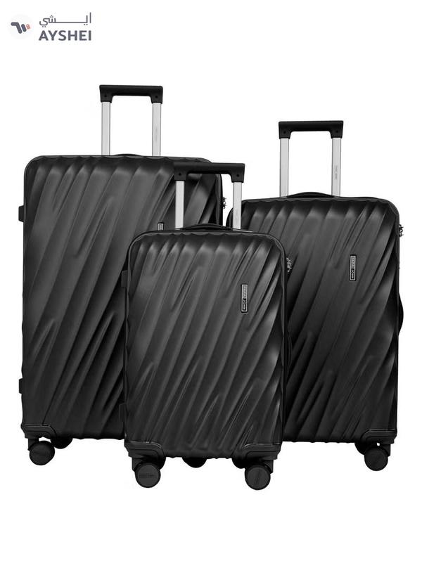 PARAJOHN Swirl Series 3 Pcs ABS Luggage Trolley Set - Black