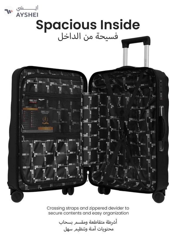 PARAJOHN Swirl Series 3 Pcs ABS Luggage Trolley Set - Black