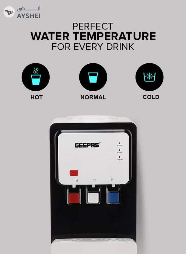 GEEPAS Hot and Cold Top Loded Water Dispenser| Stainless Steel Water Tank with Fast Cooling and 2 Taps, Hot and Cold| Low Noise and Environment Friendly, Perfect for Home, Shopping Malls, and Office GWD17019 white