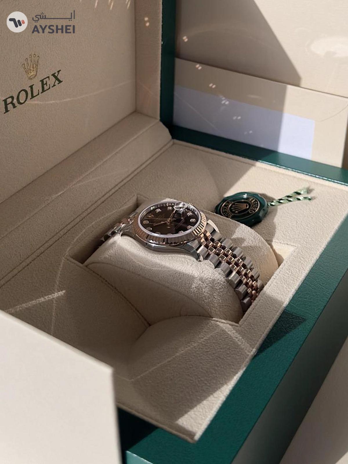 Rolex Datejust 31mm Steel and Everose Gold Chocolate Dial Diamond index Jubilee Bracelet-8-8
