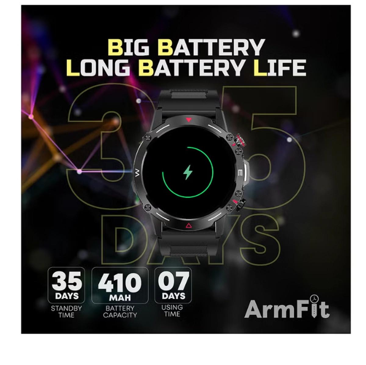 ARMFIT Hulk Smartwatch For Men, AMOLED Always On Display Bluetooth Calling Waterproof Fitness Watches Compatible With Android iOS Black-5-5