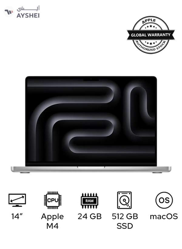 Apple MacBook Pro MX2E3 Liquid XDR Retina 14-Inch Display, M4 Pro Chip 12-Core CPU 16-Core GPU Processor/24GB RAM/512GB SSD/macOS(International Version) English Silver