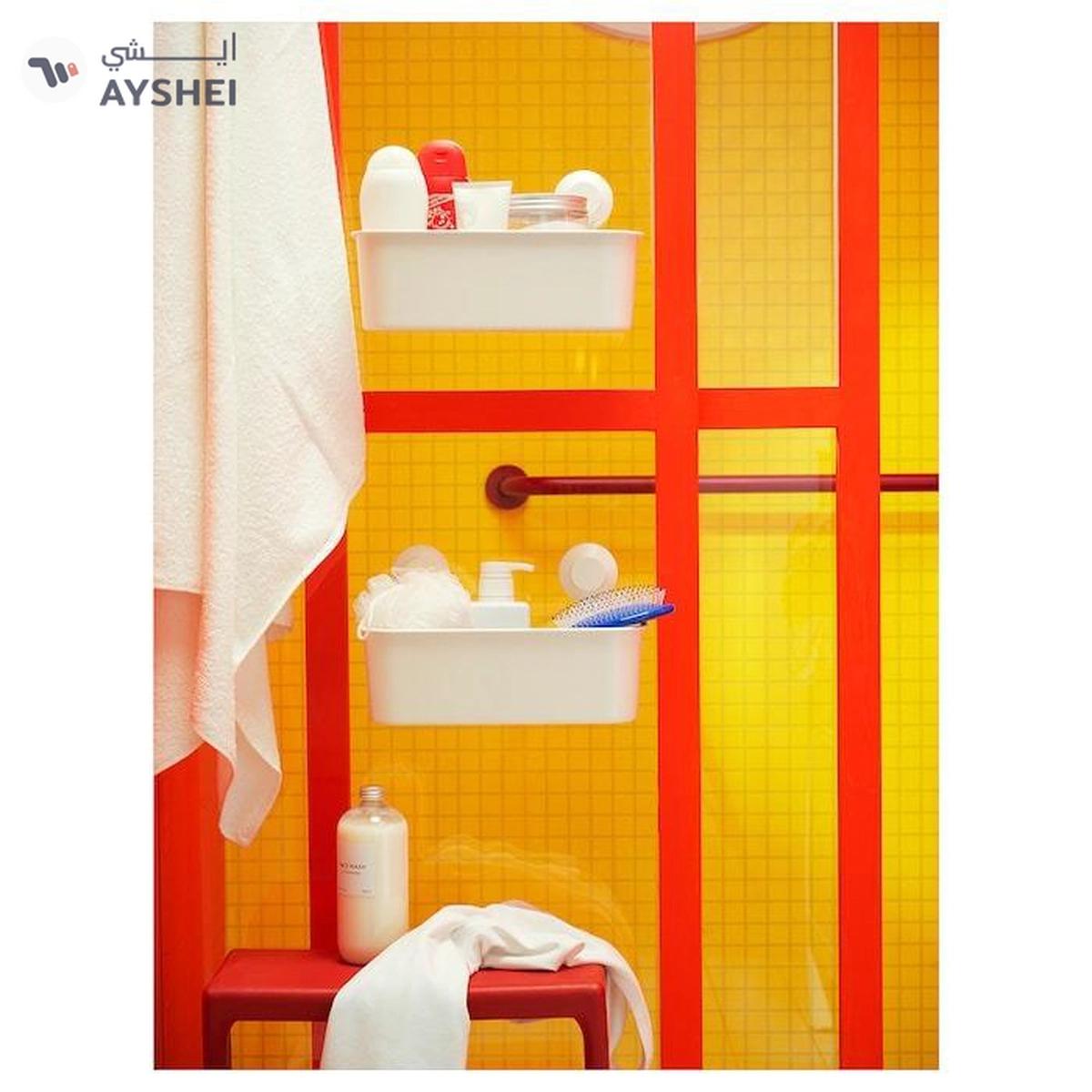 IKEA TISKEN Basket with Suction Cup, White-1-1