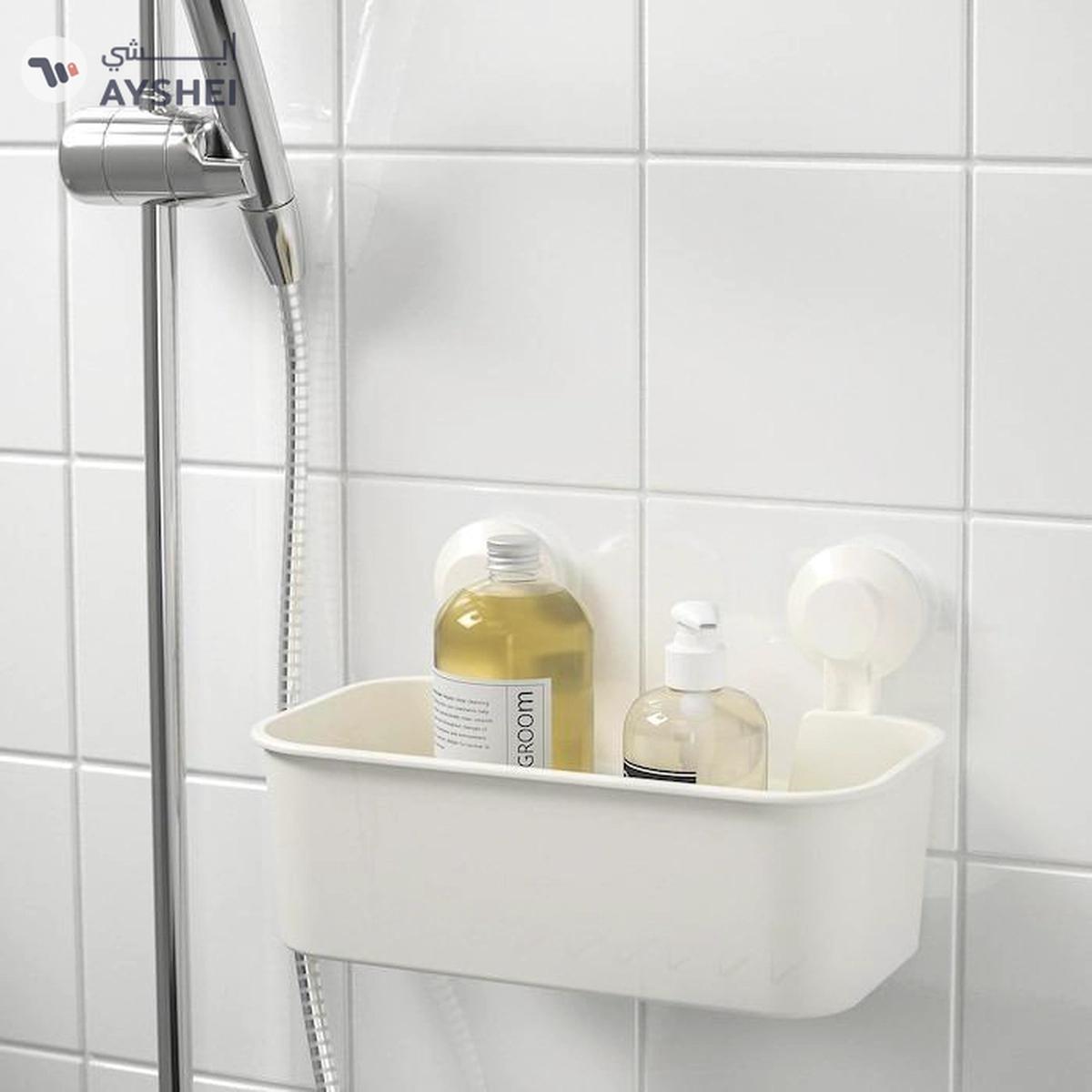 IKEA TISKEN Basket with Suction Cup, White-5-5