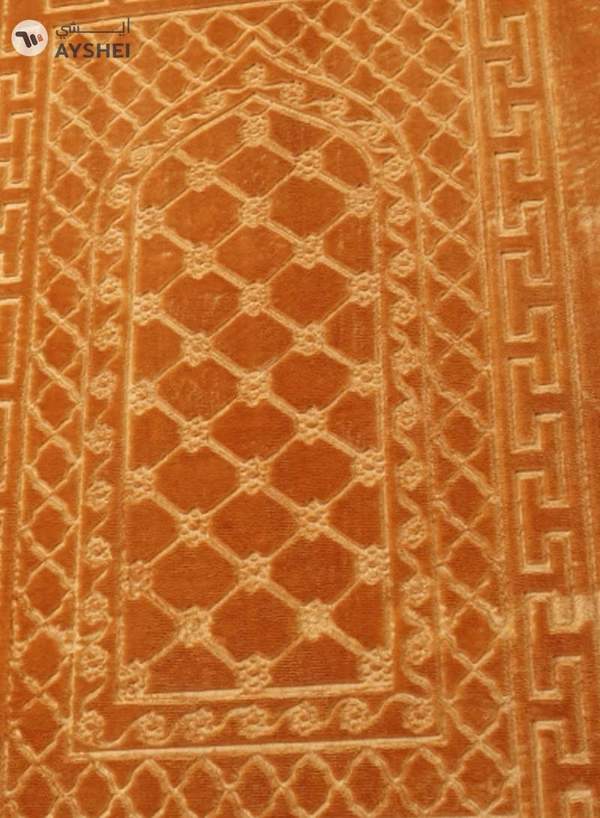 Yuwell Embossed Prayer Mat Anti-Slip Velvet Top Islamic Prayer Mat Sajadah Prayer Rug Salah Mat For Men And Women Eid Gift And Ramadan Gift 70X110CM Orange