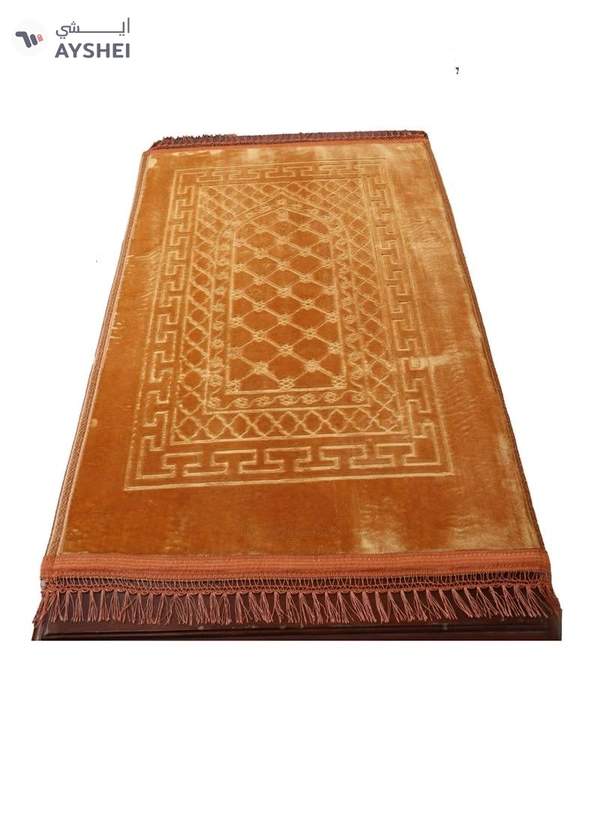 Yuwell Embossed Prayer Mat Anti-Slip Velvet Top Islamic Prayer Mat Sajadah Prayer Rug Salah Mat For Men And Women Eid Gift And Ramadan Gift 70X110CM Orange