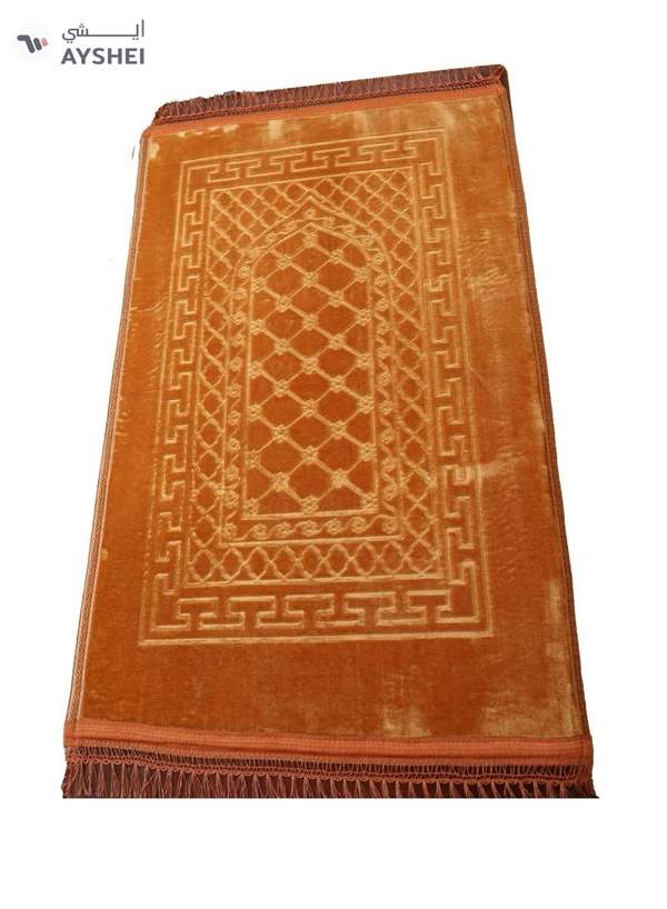 Yuwell Embossed Prayer Mat Anti-Slip Velvet Top Islamic Prayer Mat Sajadah Prayer Rug Salah Mat For Men And Women Eid Gift And Ramadan Gift 70X110CM Orange