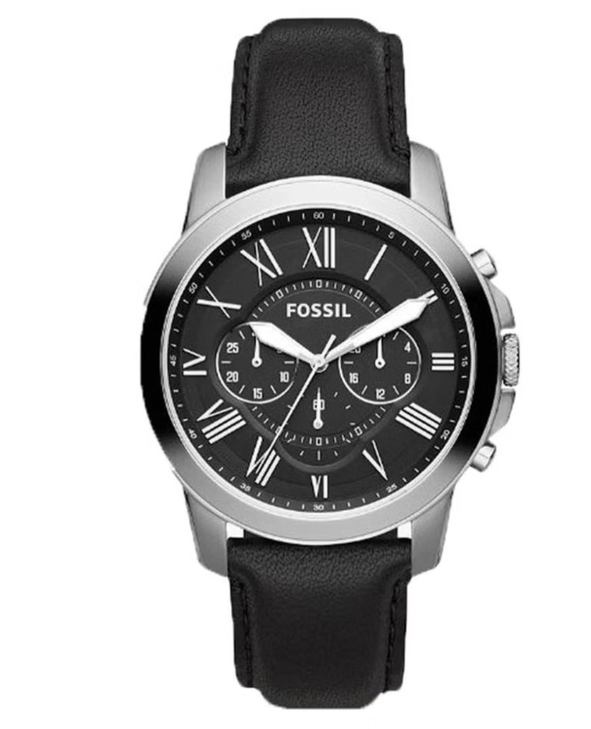Fossil Men's Leather Chronograph Wrist Watch FS4812IE - 48 mm - Black-0-portrait