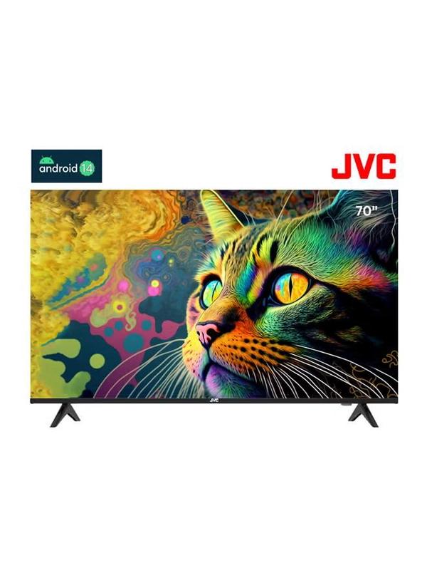 JVC 70 Inch Edgeless 4K UHD Android 14 Smart TV With Bluetooth, Web Browser, Dolby Audio LT-70N7105 Black