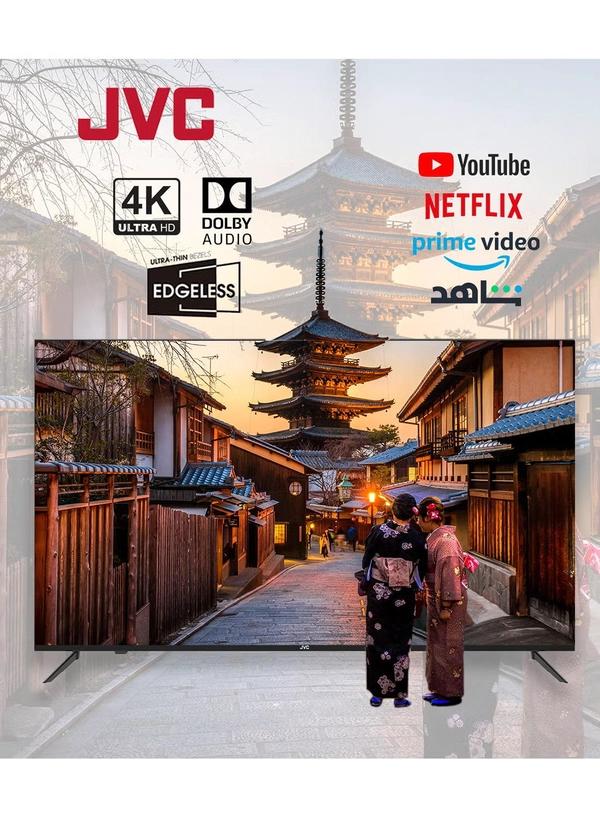 JVC 70 Inch Edgeless 4K UHD Android 14 Smart TV With Bluetooth, Web Browser, Dolby Audio LT-70N7105 Black