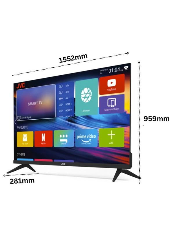 JVC 70 Inch Edgeless 4K UHD Android 14 Smart TV With Bluetooth, Web Browser, Dolby Audio LT-70N7105 Black