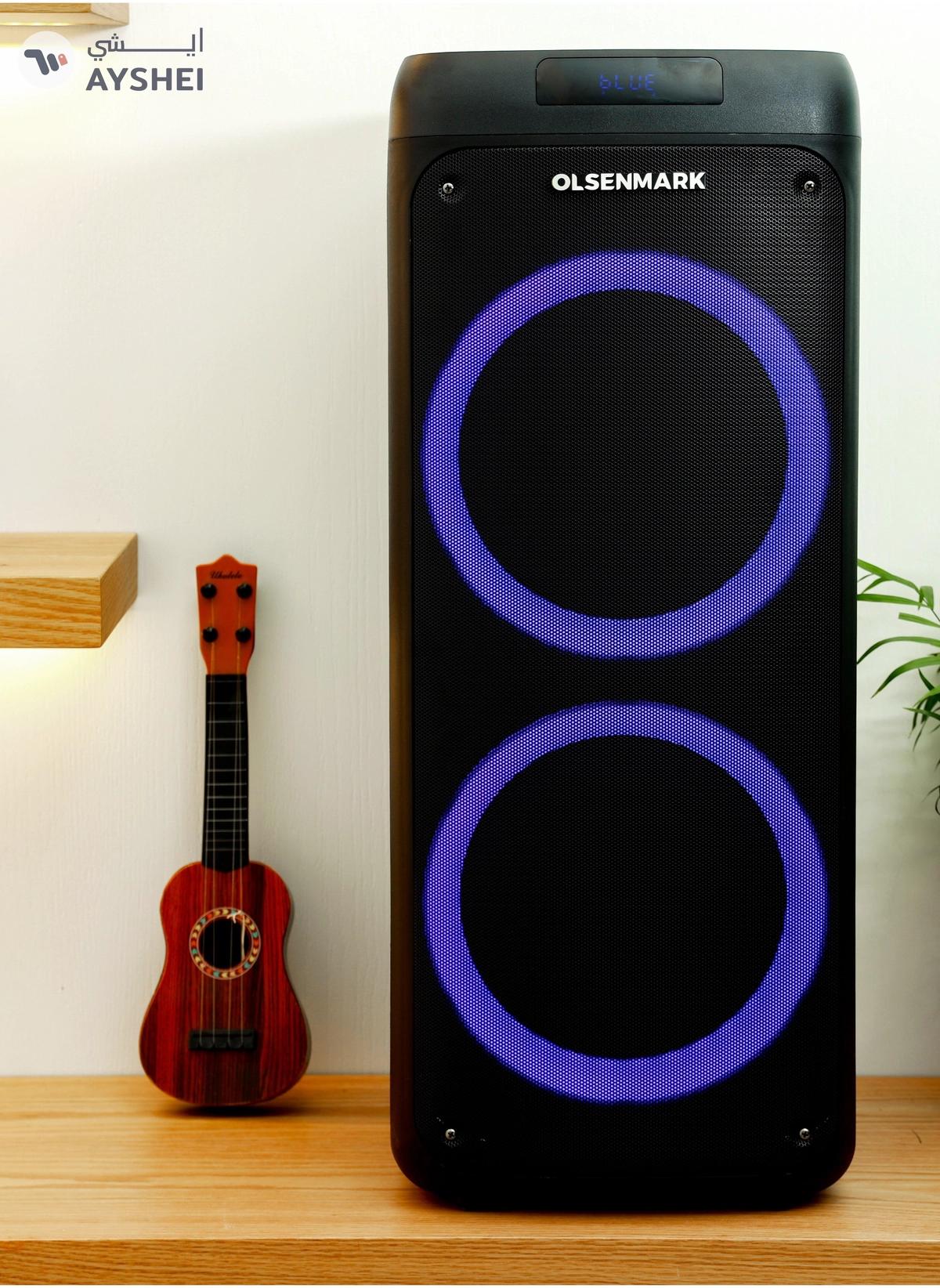 Olsenmark Rechargeable Party Speaker OMMS1280, Led Ring Flash Light, Bluetooth Function-0-portrait