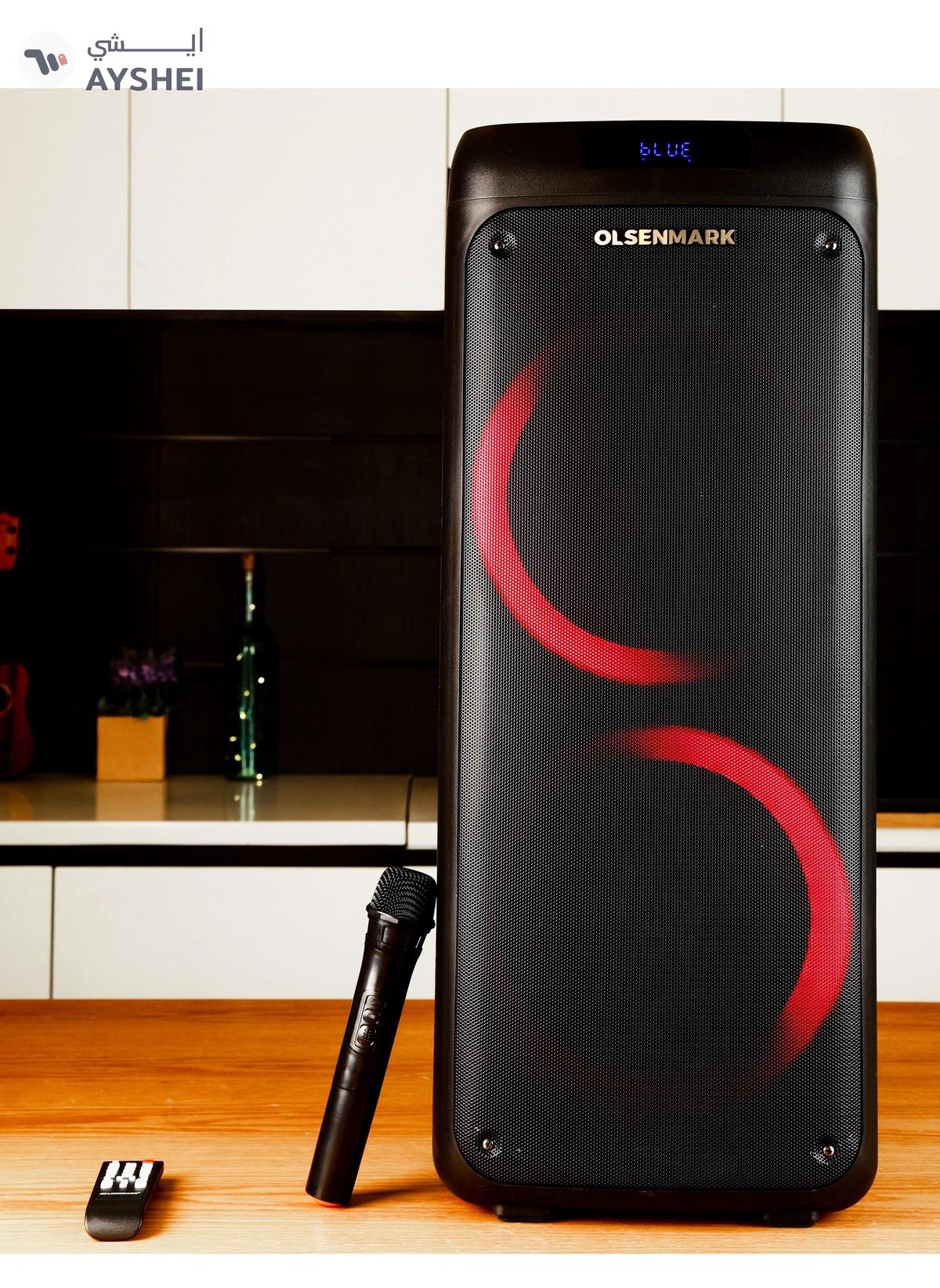 Olsenmark Rechargeable Party Speaker OMMS1280, Led Ring Flash Light, Bluetooth Function-4-4