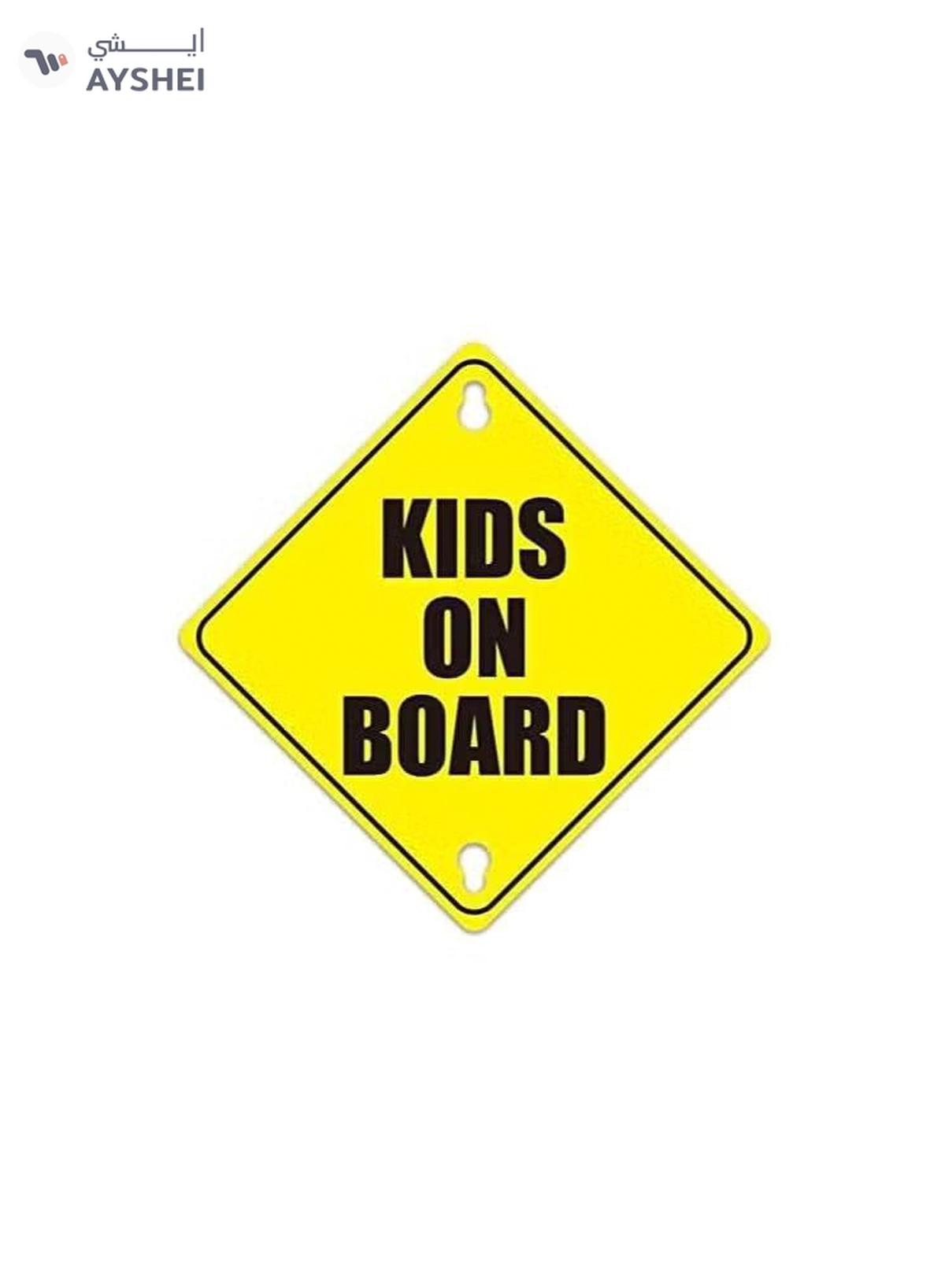 ABBASALI Kids On Board Car Sign with Suction Cups for Car Window Reflective Vehicle-0-0