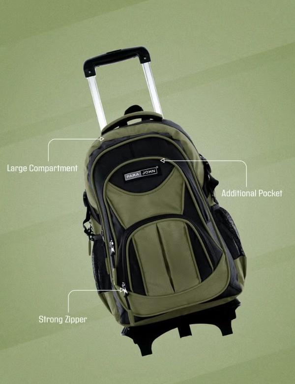 PARAJOHN 2 Wheel Trolley backpack 20 inches Green