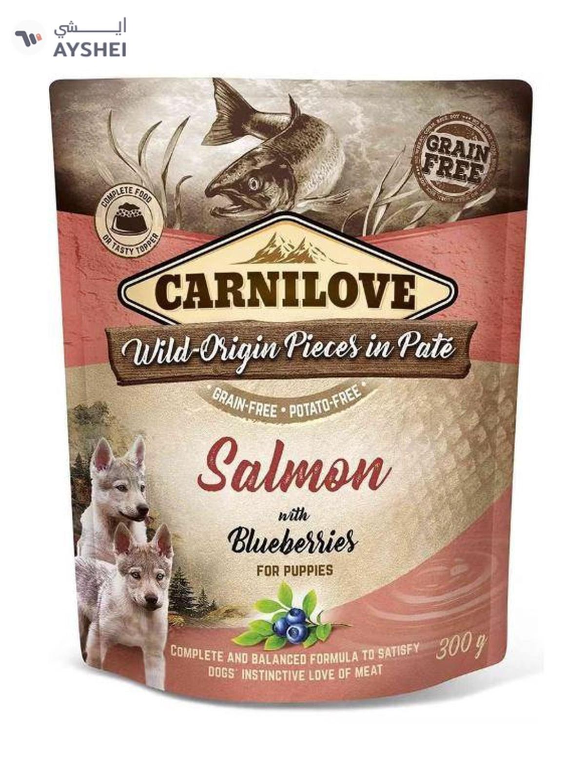 CARNILOVE Salmon with Blueberries for Puppies (Wet Food Pouches) 12x300g-0-0