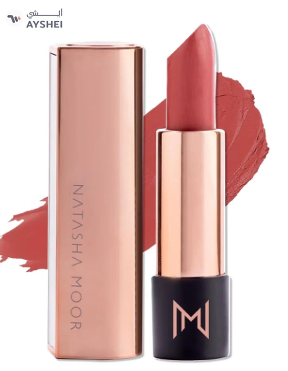 NATASHA MOOR Silk Suede Lipstick: Long-Lasting, Hydrating Semi-Matte Finish-0-0