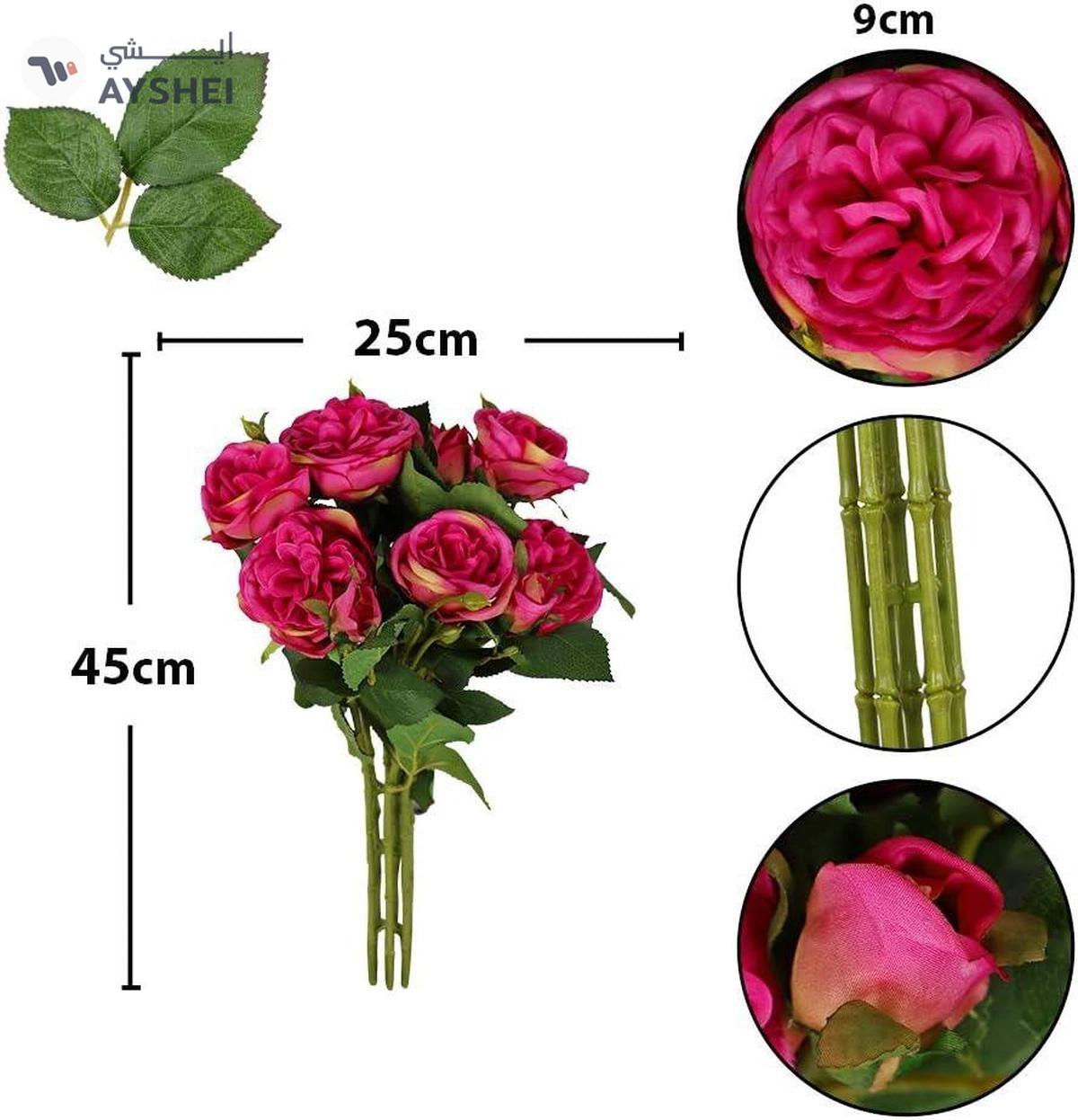 YATAI 7 Artificial Rose Flowers Bunch with Stem Real Looking Fake Roses with Stem-1-1