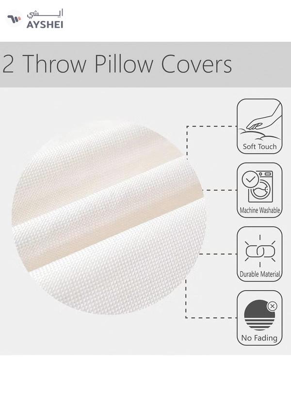 Eworld Set of 4 Cotton Cushions, 400 Thread Count Decorative Striped Farmhouse Lines Cushion