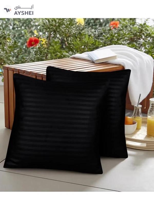Eworld Set of 4 Cotton Cushions, 400 Thread Count Decorative Striped Farmhouse Lines Cushion