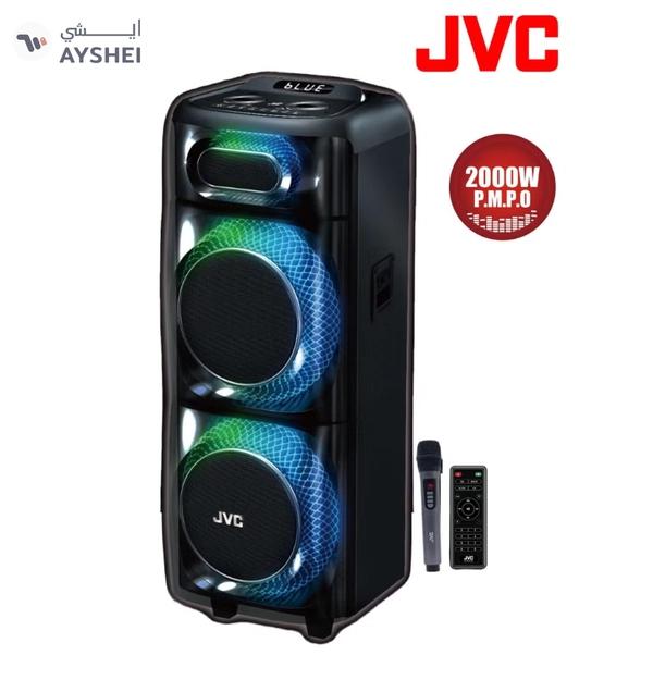 JVC Portable Bluetooth Party Speaker /2000W PMPO Output/ 10"*2 Speaker/8000 mAh Power Battery with Wireless Microphone and Remote control-XS-N178 XS-N178 Black
