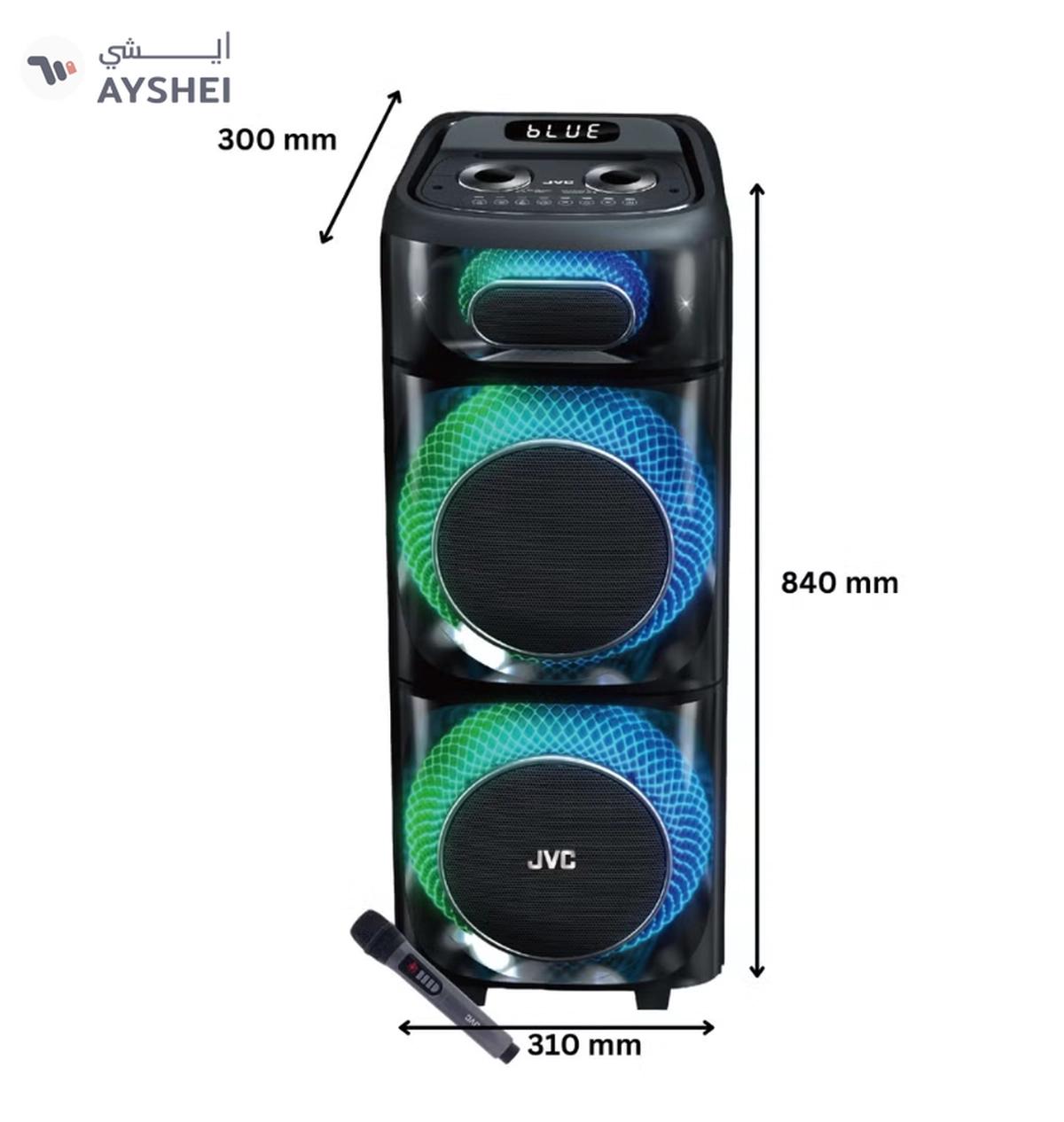 JVC Portable Bluetooth Party Speaker /2000W PMPO Output/ 10"*2 Speaker/8000 mAh Power Battery with Wireless Microphone and Remote control-XS-N178 XS-N178 Black-3-3