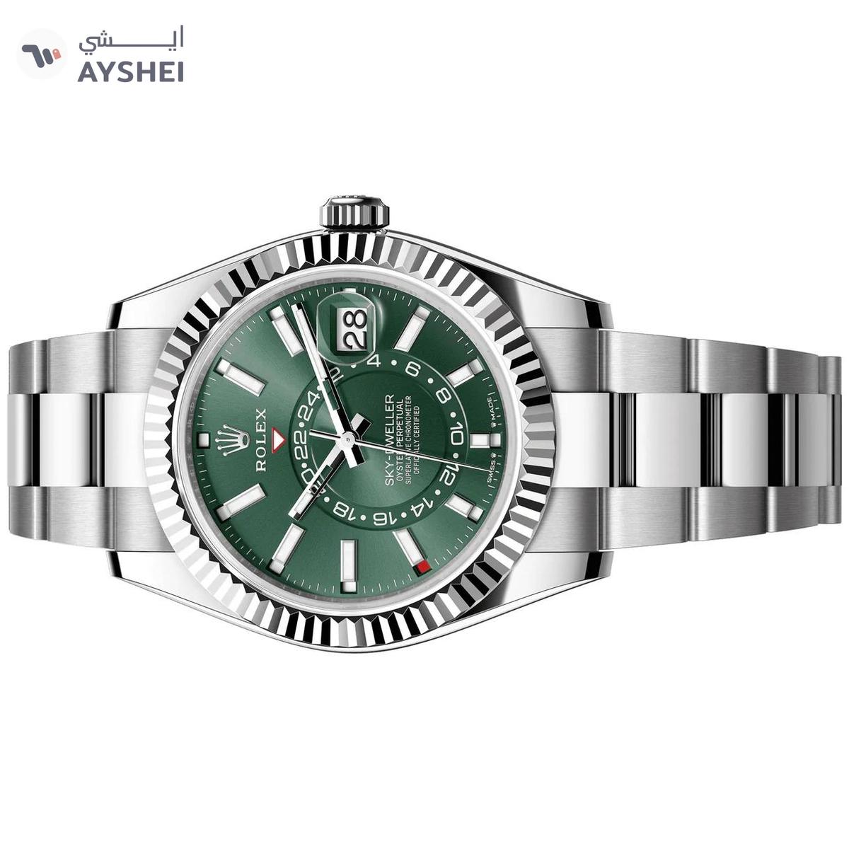 Rolex Sky-Dweller Steel & White gold Mint Green Dial Oyster bracelet-1-portrait