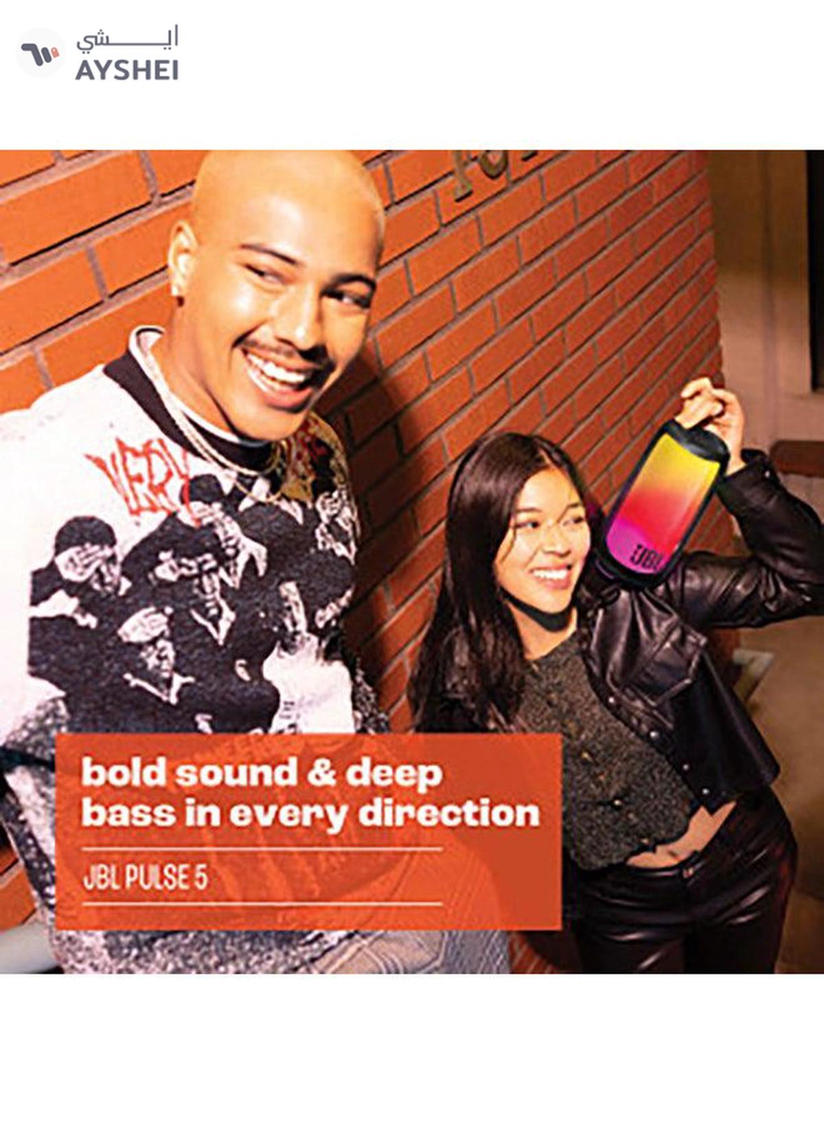 JBL Pulse 5 Portable Bluetooth Speaker With Eye Catching 360-Degree Lightshow Black-5-5