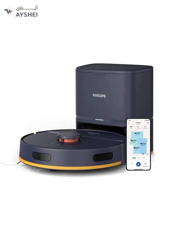 Philips Home Run 2000 Series Vacuum & Mop Robot ,2700 pa Strong Suction Power, Up to 130 min Runtime, Self Charging, Auto-Empty station 2000 W XU2100/10 Navy