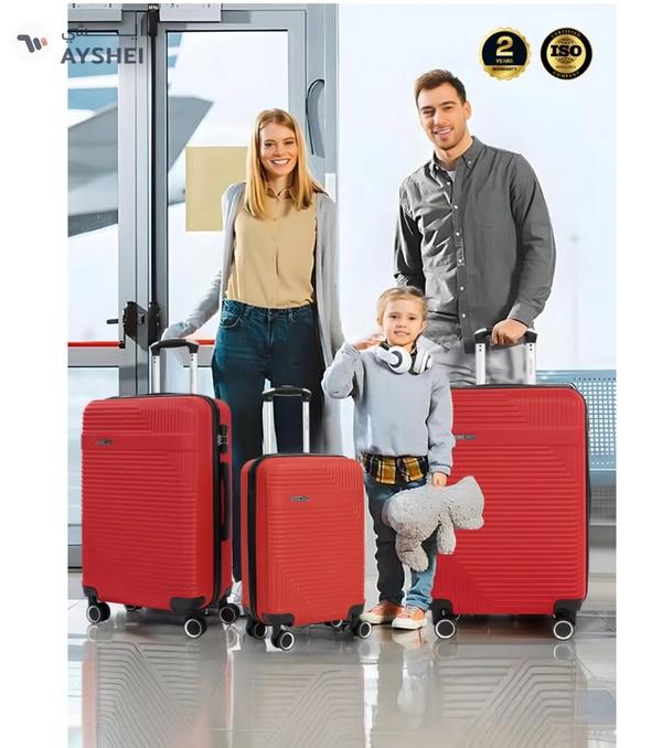 PARAJOHN ABS Material 3-Piece Hardsided Luggage Set | 4-Wheel Spinner Trolley | Small (10kg), Medium (20kg), Large (30kg)Red