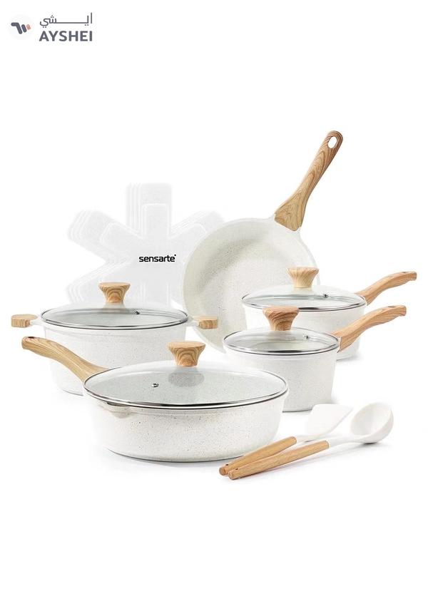 Sensarte Ceramic Cookware Sets, Pots And Pans Set Non Stick, 17-Piece Induction Cookware, Non Toxic